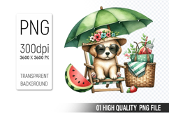 Summer Animals Clipart PNG Bundle, Watercolor Animals PNG Product Image 16