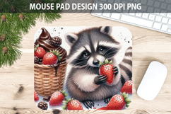 Watercolor Raccoon Mouse Pad Sublimation - Valentines PNG Product Image 1