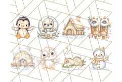 Cute Arctic Animal Clipart PNG, Cute Winter Animals Png Product Image 5