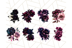Metallic Gothic Flower PNG, Dark Fantasy Bouquet Clipart Product Image 5