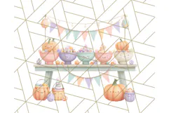 Pastel Halloween Town PNG Clipart, Spooky Shops & Homes Png Product Image 5