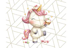 Cute Dessert Unicorn PNG Clipart with Cupcakes & Candies Product Image 5