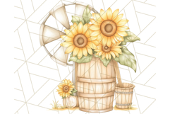 Rustic Sunflower Clipart, Soft Country Farmhouse Florals Png Product Image 5