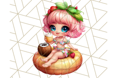 Chibi Summer Girls Clipart PNG, Bright Kawaii Summer Art Product Image 5