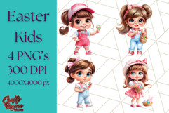 Easter Kids Clipart, Spring Easter Bunny PNG Download Product Image 1