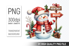 Christmas Snowman Clipart PNG, Christmas Sign Design Product Image 1