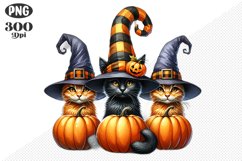 Halloween Cat And Pumpkin Sublimation - Clipart PNG Design Product Image 1