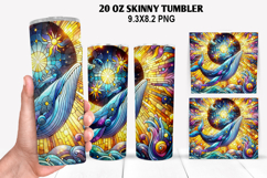 Humpback Skinny Tumbler 20oz Wrap Design, Summer Tumble PNG Product Image 1