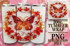 3D Spring Blooms Tumbler Wrap - 20oz Butterfly Garden Product Image 1