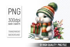 Watercolor Christmas Animals Clipart PNG Bundle, 37Designs Product Image 4