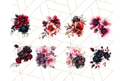 Gothic Floral PNG Bundle with Gold Trim Dark Bouquet Clipart Product Image 3