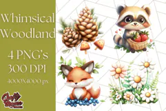 Whimsical Woodland Animals and Nature PNG, Forest Animals Product Image 1