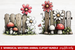 2 Whimsical Western Animal Clipart | Cute Cowboy Animals PNG Product Image 1