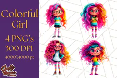 Cute Girl Clipart PNG, Playful Character Illustration Product Image 1