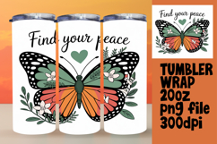 Sublimation Tumbler Template 20oz , Butterfly Product Image 1