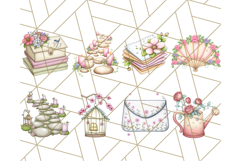 Pink Cottagecore Garden PNG Clipart, Vintage Floral Art Product Image 5