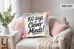 100 days of school Pillow Design, Teacher PNG Sublimation Product Image 1