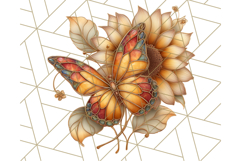 Stained Glass Butterfly and Sunflower PNG Clipart Product Image 5