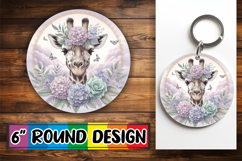 Cozy Circle Keychain Design PNG, Giraffe Product Image 1