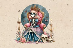 Watercolor Zombie Princess. PNG sublimation Product Image 4