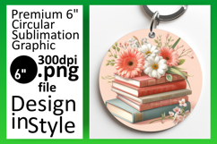 Chic Round Design Keychain Artwork , Books Product Image 1