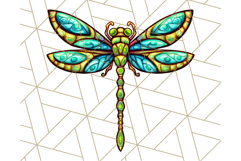 Stained Glass Dragonfly PNG Clipart, Bright Insects Clip Art Product Image 5