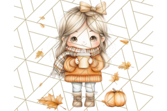 Pumpkin Spice Chibi Girls, Fall Accessories PNG, Cozy Autumn Product Image 5