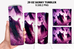 Ghost Skinny Tumbler 20oz Wrap Design, Halloween Tumbler PNG Product Image 1