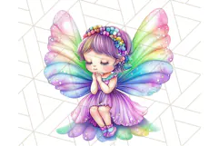 Pastel Fairy Clip Art PNG With Glitter, Rainbow Fairy Png Product Image 5