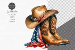 Cowboy boots and hat clipart, Patriotic clipart Product Image 1