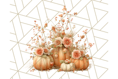 Pumpkin Clipart with Fall Flowers PNG Autumn Illustration Product Image 5