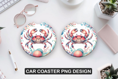 Crab Car Coaster Sublimation| Animal Coaster PNG Product Image 1
