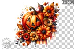 Halloween Pumpkin Flowers Sublimation - Clipart PNG Design Product Image 1