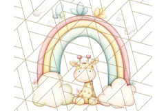 Pastel Plushie Rainbow Clipart PNG, Nursery Baby Animals Png Product Image 5