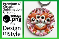 Creative Circle PNG Keychain Design , Sweet Animals Product Image 1