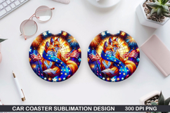 Elegant Fox Car Coaster Sublimation, 4th Of July Coaster PNG Product Image 1
