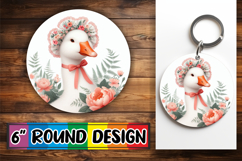 Whimsical Circle Keychain Sublimation, Goose Product Image 1