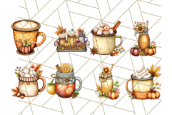 Fall Drink Clipart PNG, Cozy Autumn Cocoa and Latte Art Product Image 5