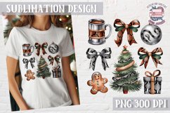 Christmas Coquette Bow PNG Holidays Funny Watercolor Product Image 1