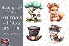 Vintage Steampunk Forest Animal PNG Clipart for Sublimation Product Image 1
