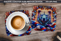 Dog Coaster Sublimation, 4th Of July Coaster PNG Product Image 1