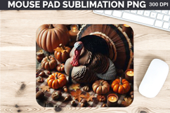 Watercolor Turkey Mouse Pad Sublimation - Thanksgiving PNG Product Image 1