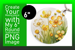 Sleek Keychain Circle Design Template , Flowers Product Image 1