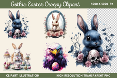 Gothic Easter Creepy Sublimation Clipart PNG Product Image 1