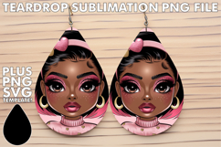 Cozy Teardrop Earrings GIFT PNG, Afro Girl Product Image 1