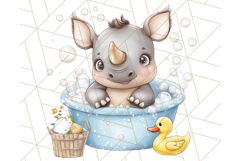 Safari Animal Babies in Bubble Baths, Cute Jungle Animal PNG Product Image 5