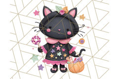 Kawaii Halloween Clipart Cute Kids and Candy Elements Png Product Image 5