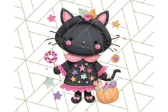 Kawaii Halloween Clipart Cute Kids and Candy Elements Png Product Image 5