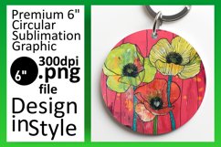 Circle Design Round Keychain Colorful Floral Pattern Product Image 1