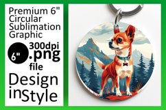 Adventure Dog in Mountains Circle Design Sublimation Product Image 1
